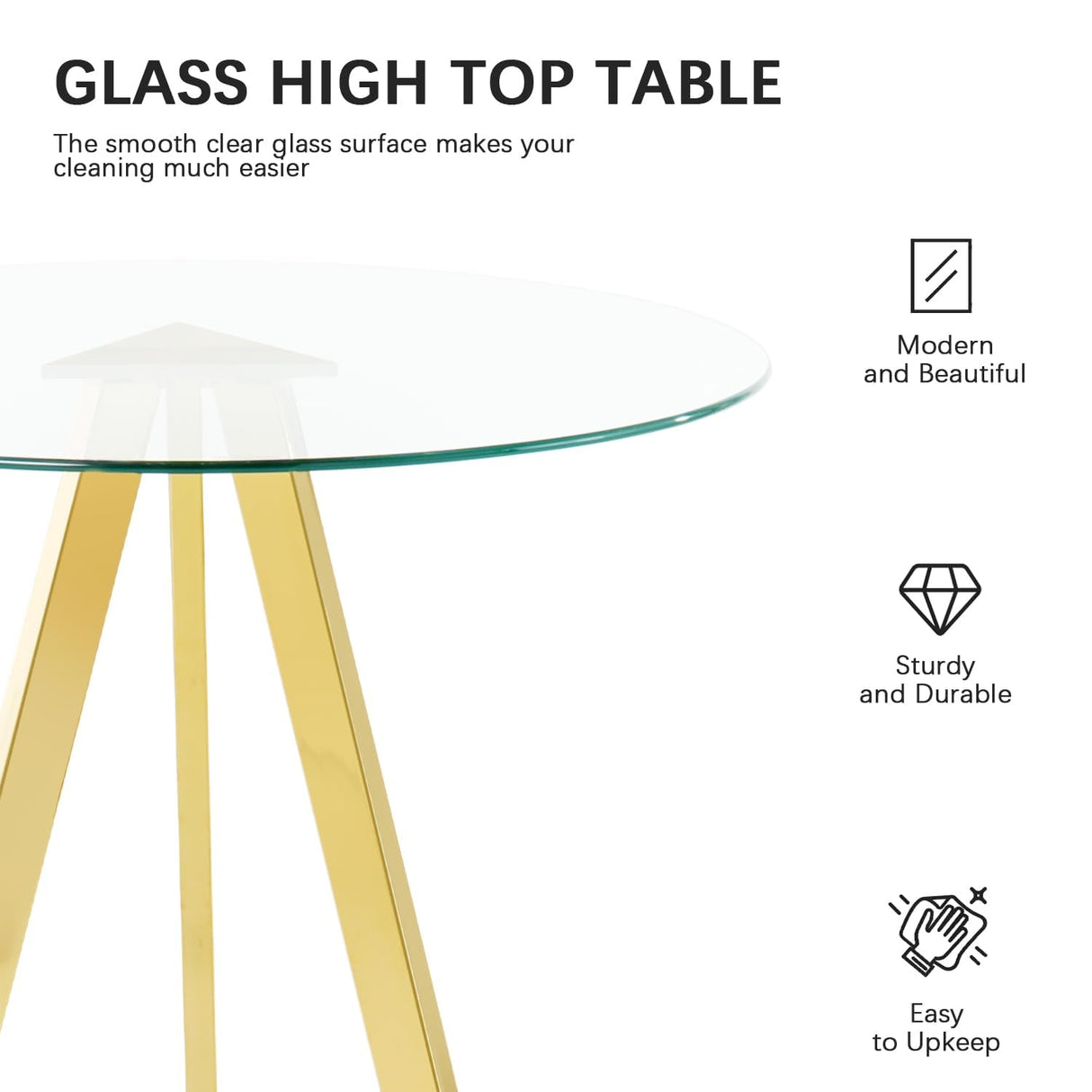 SIZOTA 3 Piece Pub Dining Set, Modern Round Bar Table and Chairs for 2, 30" Counter Height Barstools and Glass Kitchen Table Set, 31" Small Dining Table with 2 Stools(Beige) SIZOTA