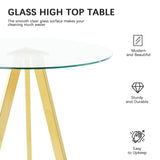 SIZOTA 3 Piece Pub Dining Set, Modern Round Bar Table and Chairs for 2, 30" Counter Height Barstools and Glass Kitchen Table Set, 31" Small Dining Table with 2 Stools(Beige) SIZOTA