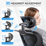 Freepub Ergonomic Office Chair with Headrest 3D, Mesh Office Desk Chair with Adjustable Lumbar Support, Computer Chair with Flip up Armrests, 350LBS Capacity - Design for Home/Offices - Black Freepub