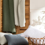 WDCOZY Blue Cross Stitch Twin Size Quilt Set, Striped Lightweight Soft Bedspread, Channel Farmhouse Rustic Coverlet, All Season Country Bedding, Thin Comforter WDCOZY
