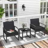 JOIVI 3 Pieces Patio Bistro Set, PE Wicker Outdoor Patio Furniture Set, Modern Rattan Patio Chairs with Coffee Table, Patio Conversation Sets for Balcony, Front Porch, Garden, Poolside, Black Cushions JOIVI