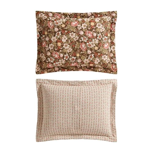 Laura Ashley - Twin Quilt Set, Reversible Cotton Bedding with Matching Sham, Lightweight Home Decor for All Seasons (Marta Brown, Twin) Laura Ashley