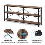 LITTLE TREE 70'' Narrow Long Sofa Console Table with 3-Tier Storage Shelf for Living Room, Rustic Brown LITTLE TREE