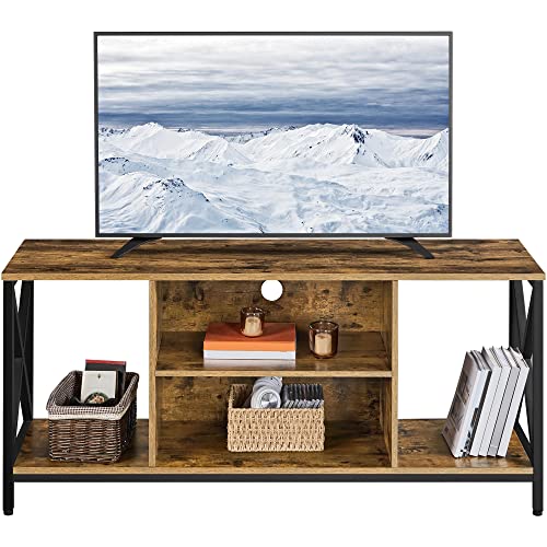 Yaheetech TV Stand for TV up to 65 inch TV Console Table, 55" Industrial TV Cabinet with Storage Shelves for Living Room, Modern Style Entertainment Center for Gaming Room, Rustic Brown Yaheetech