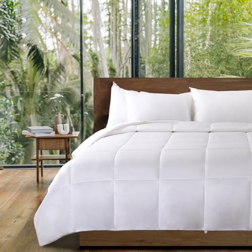NEXHOME PRO Viscose from Bamboo Super King Comforter, Cooling Lightweight White Natural Organic Duvet Insert, Summer Bedding Blanket Cool Comforters for Hot Sleepers, 8 Corner Tabs(98"x 120") NEXHOME PRO