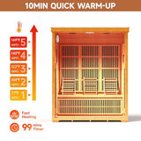 springspa 3 Person Infrared Sauna Indoor Home Sauna, Low EMF Far Infrared Canadian Hemlock Dry Saunas Room with 2 LCD Panels, 2820W/240V 15amp, 7-Color Light Therapy, 60.24"x43.31"x74.8" springspa