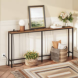 MAHANCRIS 63" Console Table with Power Outlet, Narrow Sofa Table, Industrial Entryway Table with USB Ports, Behind Couch for Entryway, Hallway, Foyer, Living Room, Bedroom, Rustic Brown CTHR16E01Z MAHANCRIS
