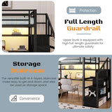 MoproBeti Full Size Loft Bed with Stairs and Desk,Metal Gaming LoftBed with LED Lights,Charging Station, High Loft Beds Frame Full with Storage Shelves,Wardrobe for Teens, Adults, Black MoproBeti