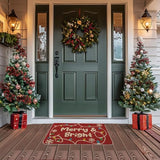 QIONG MENG Christmas Merry and Bright Doormat Outdoor Rug Decorative Doormats Farmhouse Home Kitchen Entrance Rug Floor Front Door Mats 17 x 27 Inch QIONG MENG
