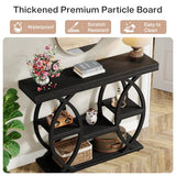 Tribesigns 39.4" Console Table, Industrial 4-Tier Sofa Table Entryway Table with Storage Shelves, Narrow Wood Accent Tables with Metal Frame for Small Spaces, Hallway, Foyer, Black Tribesigns