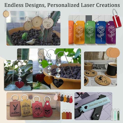Leafcraft 218PCS Laser Engraving Material Explore Kit, 31 Kinds Laser Cutting Engraving Accessories Include Acrylic, Metal, Wood, Felt, PU Leather, Cork, Rock, Rubber for Engraver Machine DIY Crafting leafcraft