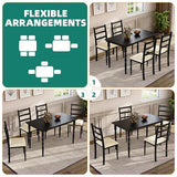 YITAHOME 5-Piece Dining Table Set for 4, Farmhouse Dining Room Table with Chairs Faux Leather Upholstered, Rectangular Kitchen Dinner Table Set for Small Spaces & Apartment, Black YITAHOME