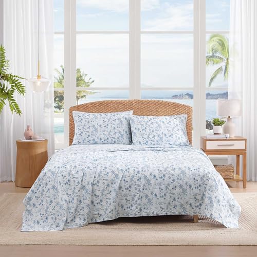 Tommy Bahama - King Sheets, Super Soft Cotton Percale Bedding Set with Matching Pillowcases, Crisp & Cool, Coastal Room Essentials (Surfside Blue, King) Tommy Bahama