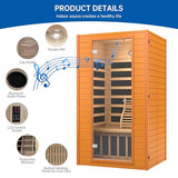 RESTISLAND Infrared Sauna Room for Home, Near Zero EMF Indoor Home Sauna for up to 2 Person with Infrared Red Light Therapy, Bluetooth Speakers, Canadian Hemlock Wood RESTISLAND