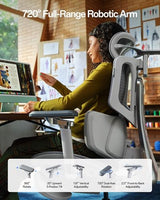Hbada X7 Smart Ergonomic Chair, Office Chair, with Fully Automated Lumbar Tracking, 4D Adjustable Headrest, 720° Adjustable Armrests, Ventilated Seat Cushion, Swivel, Grey Hbada