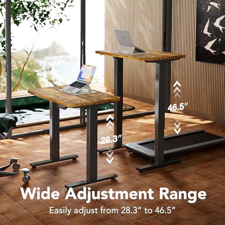 HUANUO 63 x 28 inch Electric Standing Desk Adjustable Height, 4 Memory Height Settings, Sit Stand Up Desk for Home Office & Computer Workstation, Rustic Brown HUANUO