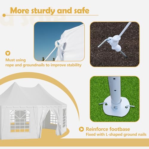 KEIKI 20x15ft Party Tent with 1 Doors & 7 Windows, Outdoor Canopy Tent Carport Wedding Event Shelter, Waterproof Wedding Tents, UV Protection Outdoor Gazebo for Party, Event,Picnic KEIKI