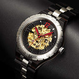 BOBO BIRD Brand Design Mens Wooden Automatic Mechanical Watches Multifunction Business Luxury Wood Watch for Men (Black) BOBO BIRD