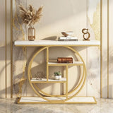 Giantex 41" Narrow Console Table, 4-Tier Modern Entryway Table with Storage Shelves, Behind Couch Sofa Tables w/Gold Metal Frame, Accent Entry Tables for Living Room, Hallway, Entrance Giantex