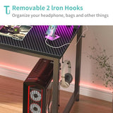 Lufeiya Gaming Desk with Power Outlets and LED Lights, 40 Inch Gamer Desk Table with Charging Station, Home Office Computer Desks with Monitor, Black Lufeiya