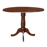 IC International Concepts International Concepts Round Hardwood Dual Drop Leaf Pedestal Espresso Dining Table IC International Concepts