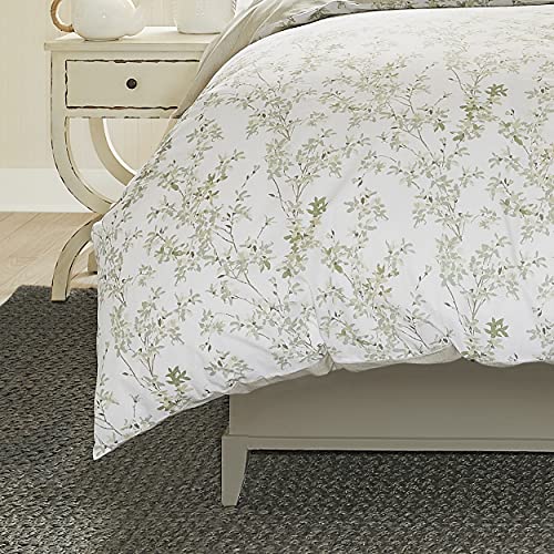 Laura Ashley Home - Queen Duvet Cover Set, Cotton Reversible Bedding with Matching Shams, Medium Weight Bedding for All Seasons (Lindy Green, Queen) Laura Ashley