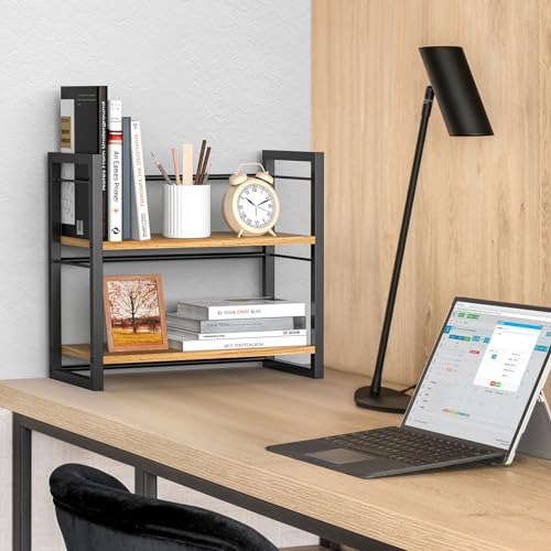 ART-GIFTREE 2-Tier Wood Desk Shelf Organizer for Office and Home Storage - Black - WoodArtSupply