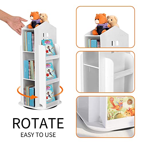HM&DX 360° Rotating Children's Cartoon Bookshelf - Space-Saving Floor Rack for Home & Office HM&DX