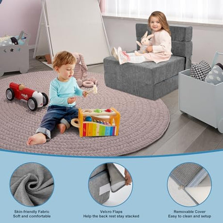 NAIZEA Kids Folding Sofa Bed- Floor Mattress for Kids, Fold Up Sofa Futon Beds, Child Foldable Mattress Floor Bed Folding Couch Trifold Mattresses for Playroom NAIZEA