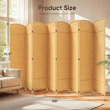 JOSTYLE Room Divider 6ft. Tall Extra Wide Privacy Screen, Folding Privacy Screens with Diamond Double-Weave Room dividers and Freestanding Room Dividers Privacy Screens(Yellow, 8-Panel) JOSTYLE