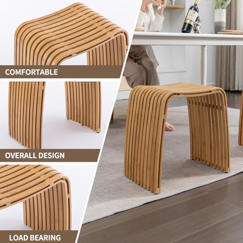 CWUINT Bamboo Dining Stool and Chair - Durable and Beautifully Designed for Dining Room, Living Room, Bedroom and Bathroom CWUINT