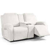 TAOCOCO Reclining Loveseat with Middle Console Slipcover, 4 Piece Polyester Fabric Stretch Loveseat Reclining Sofa Covers (Milk White, 2 Seat Recliner Cover with Console) TAOCOCO