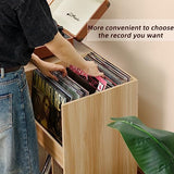 LELELINKY Large Record Player Stand, Turntable Stand with Storage, Vinyl Record Holder with Display Area, Record Player Table Holds Up to 300 Albums, Record Stand for Music room Living Room-Natural LELELINKY