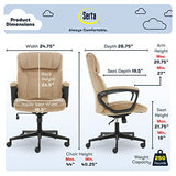 Serta® Hannah Executive Home Office Desk Chair, Ergonomic Mid-Back with Lumbar Support, Firm Seat Cushion, Layered Body Pillows, Padded Armrests, Swivel Base, Easy Assembly, Microfiber, Beige Serta
