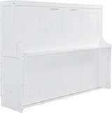 Virubi Queen Horizontal Hideaway Murphy Bed with Desk,Wood Fold Up Murphy Wall Bed for Adult,Guest Room Living Room (White,Queen) Virubi