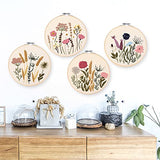 REEWISLY Embroidery Kit for Beginners 4 Sets, Hand DIY Cross Stitch Kits,2 pcs Embroidery Hoop,4 pcs Plants Flowers Embroidery Patterns and Threads,Easy for The Embroidery Beginners to Learn…