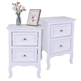 Karl home White Nightstand Set of 2. Farmhouse End Side Table Set of 2 Bedside Nightstands Chest with Drawers Small Night Stand with 2 Drawer and Solid Wood Legs for Bedroom, Living Room Karl home