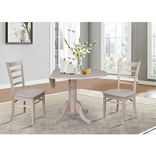 International Concepts 42" Round Dual Drop Leaf Pedestal Table, Washed Gray Taupe IC International Concepts