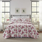Laura Ashley - Twin Quilt Set, Reversible Cotton Bedding with Matching Sham, Lightweight Home Decor for All Seasons (Lidia Pink, Twin) Laura Ashley