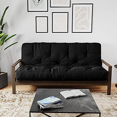 Royal Sleep Products by The Futon Factory 12 inch Foam Futon Mattress - Solid Black Fabric - Full Size - CertiPUR Certified Foams - Made in USA - (Frame not Included) Royal Sleep Products