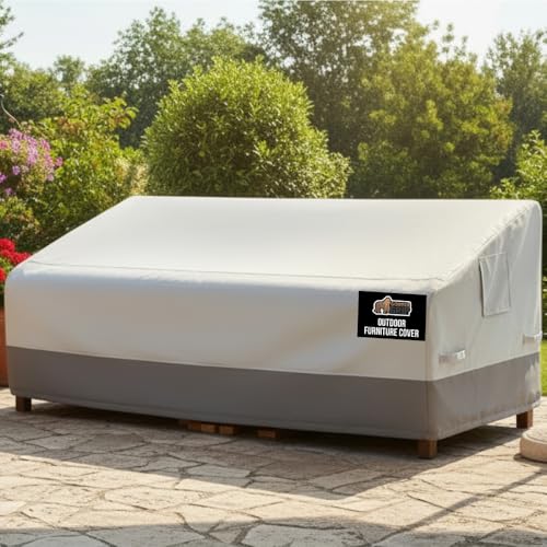 GORILLA GRIP Waterproof Large Outdoor Patio Sofa Cover, 3 Seater 80 Inch, Heavy Duty 600D Furniture Covers Sets for Winter, Keep Cushions Dry, Protects from Sun, Snow, Rain, Windproof, UV Coated GORILLA GRIP