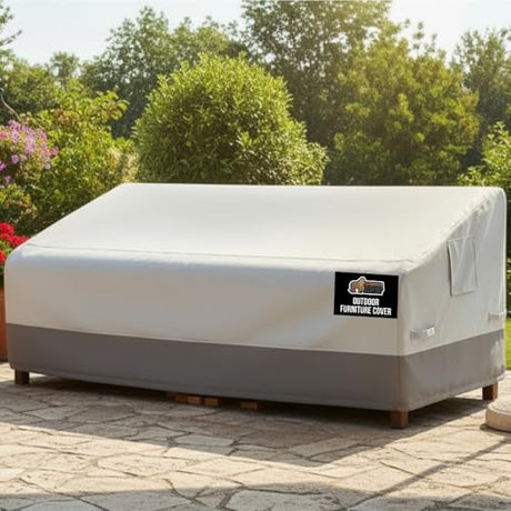 GORILLA GRIP Waterproof Large Outdoor Patio Sofa Cover, 3 Seater 80 Inch, Heavy Duty 600D Furniture Covers Sets for Winter, Keep Cushions Dry, Protects from Sun, Snow, Rain, Windproof, UV Coated GORILLA GRIP
