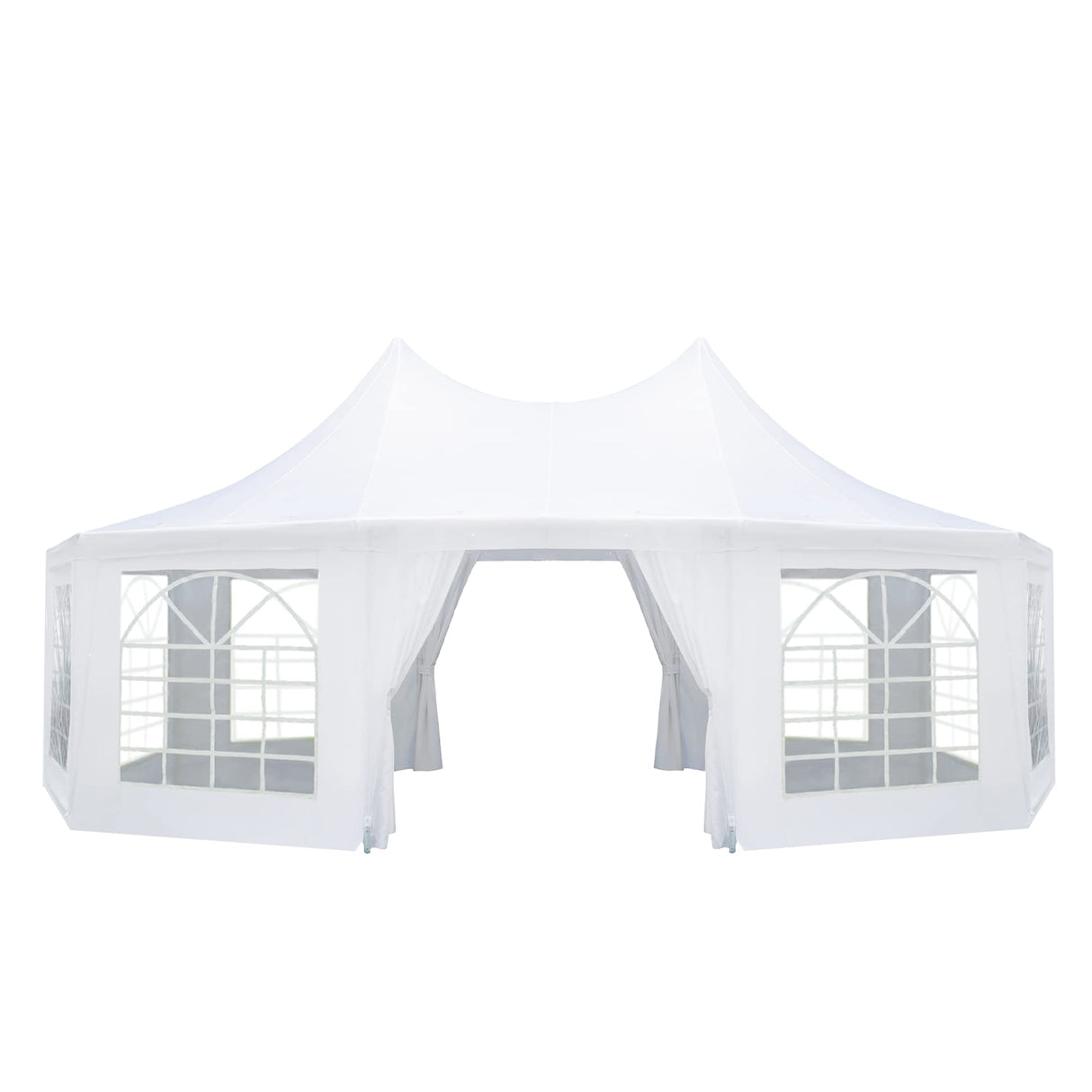 EROMMY 26x19ft Party Tent, White Wedding Tent, Decagonal Heavy Duty Canopy with 8 Removable Sidewalls, 8 Church Windows and 2 Pull-Back Doors, Outdoor Gazebo Pavilion Shelter Tent for Party, Event EROMMY