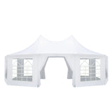 EROMMY 26x19ft Party Tent, White Wedding Tent, Decagonal Heavy Duty Canopy with 8 Removable Sidewalls, 8 Church Windows and 2 Pull-Back Doors, Outdoor Gazebo Pavilion Shelter Tent for Party, Event EROMMY