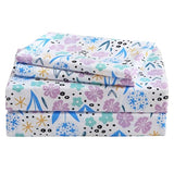 Viviland 3 Pieces Girls Purple Floral Twin Sheet Set - Soft Microfiber Fitted Flat Sheets & Pillowcase - Purple Colorful Flower Print Bedding Sets - for Kids & Toddlers Viviland