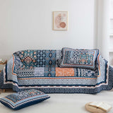 WONGS BEDDING Navy Blue Quilt Set Queen Size,Bohemian Patchwork Bedspread Coverlet Set, Reversible Farmhouse Floral Pattern Bedspreads Bedding Set for All Seasons (96"x90") WONGS BEDDING