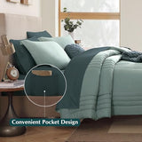 Monbix Full Size Comforter Sets - 7 Pieces Sage Green Bed in a Bag Full Size Bedding Sets with Comforter, Sheets, Pillowcases & Shams Monbix