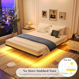 Awesofurni Floating Bed Frame King Size with Smart LED Lights and Charging Station, Heavy Duty Modern Metal Platform Bed No Box Spring Needed - Easy Assembly and Noise Free Awesofurni