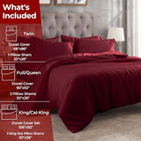 Superior Combed Cotton, 300 Thread Count 2 Piece Duvet Cover Set with 1 Pillow Sham, Single Ply Cotton, Soft and Luxurious Bedding Sets - Twin Duvet Cover, Burgundy Superior