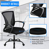 BestOffice Office Chair Ergonomic Desk Chair Mesh Computer Chair with Lumbar Support Armrest Mid Back Rolling Swivel Adjustable Task Chair for Women Adults, Black BestOffice